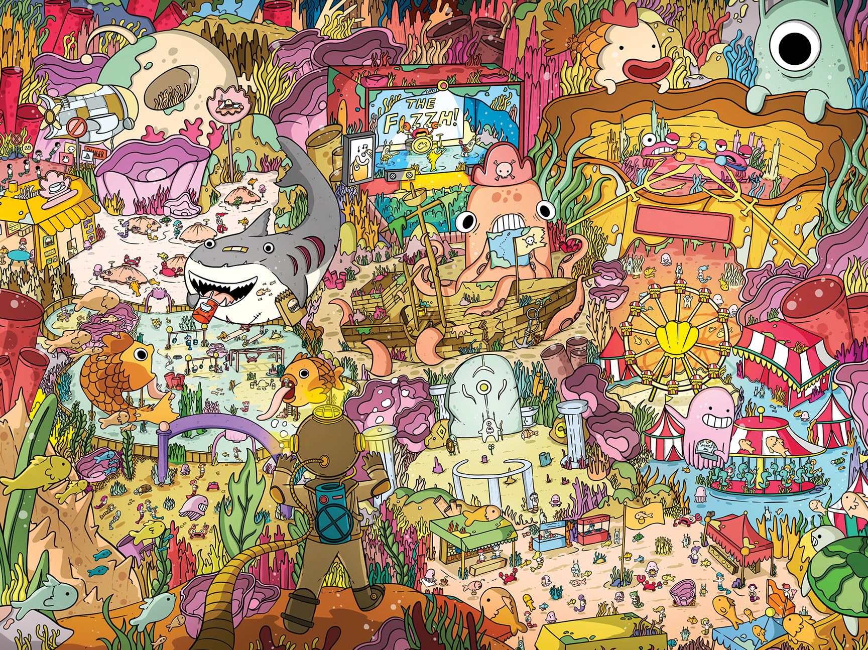 Lucky Puzzles Giggles Under The Sea 500-Piece Jigsaw Puzzle – Colorful Underwater Scene