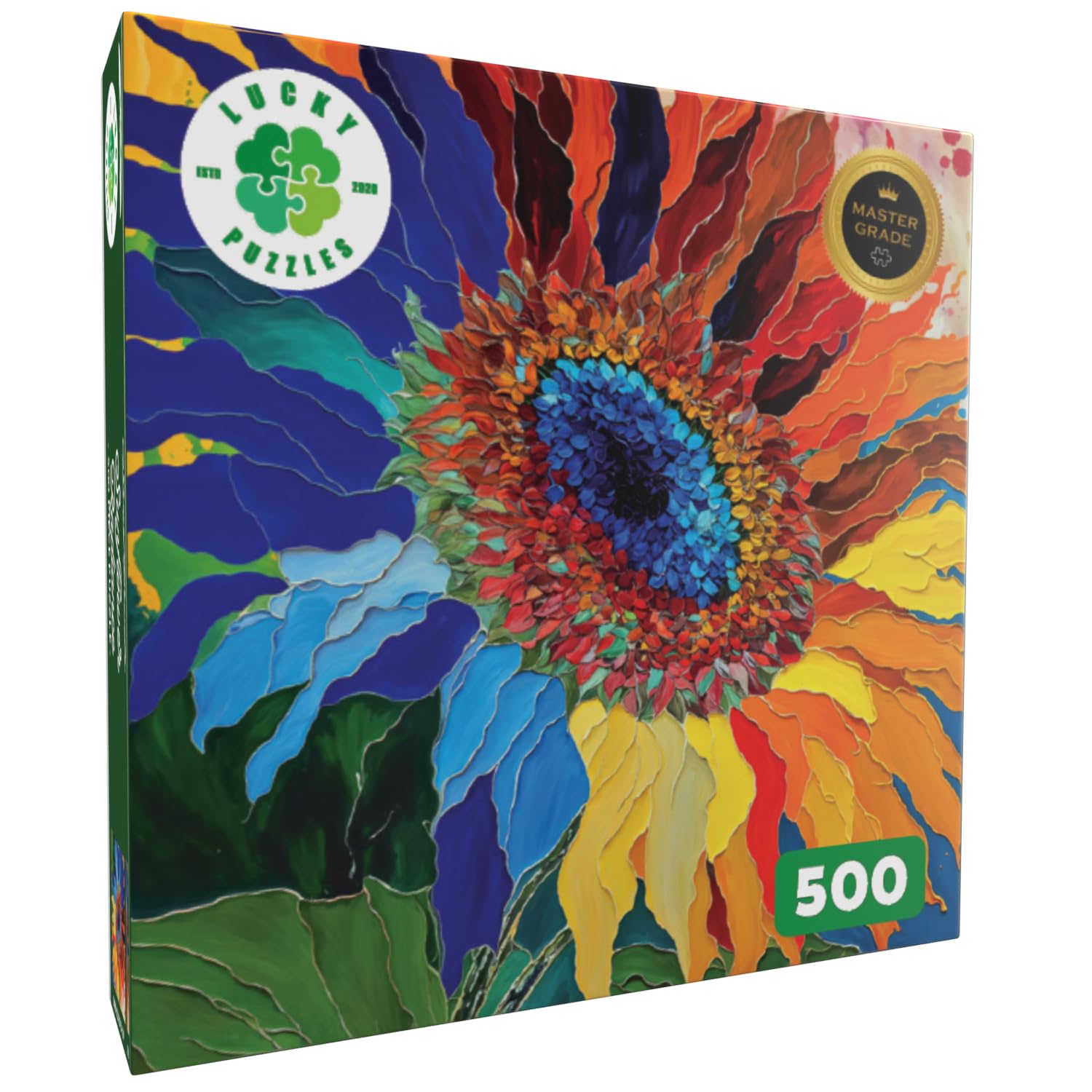 Lucky Puzzles Sunflower Radiance 500-Piece Jigsaw Puzzle – Floral Artwork for Adults, Moderate Difficulty
