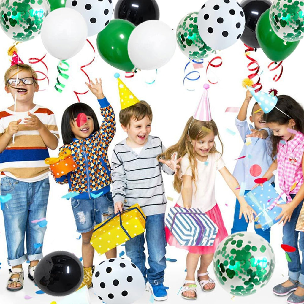LUDEOU 106-Piece Green Black White Balloon Garland Arch Kit for Soccer Football Birthday Parties