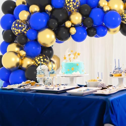 LUDEOU 126-Piece Blue Black Gold Balloon Garland Arch Kit for Gaming Birthdays, Graduation, and Retirement Parties