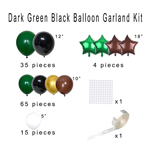 LUDEOU Dark Green Black Gold Balloon Arch Kit – 116-Piece Set for Football, Safari, Camo, or Video Game Parties