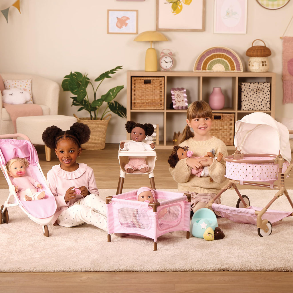 LullaBaby 14-Inch Baby Doll Outfit: Pink Dress, Headband, Teether & Shoes