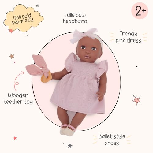 LullaBaby 14-Inch Baby Doll Outfit: Pink Dress, Headband, Teether & Shoes