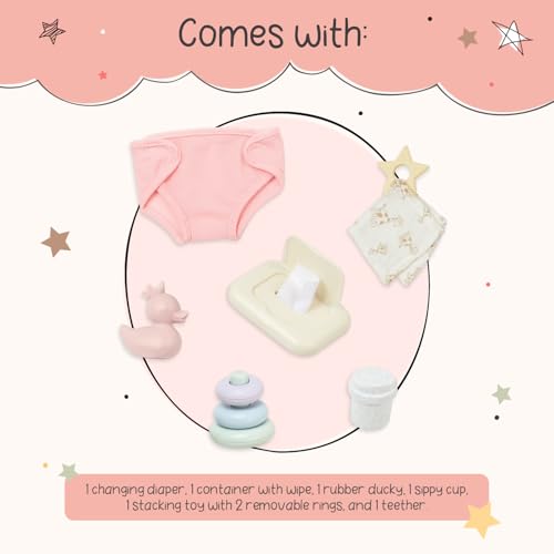 LullaBaby 9-Piece Changing Set – Baby Doll Accessories for Nurturing Pretend Play, Ages 2+