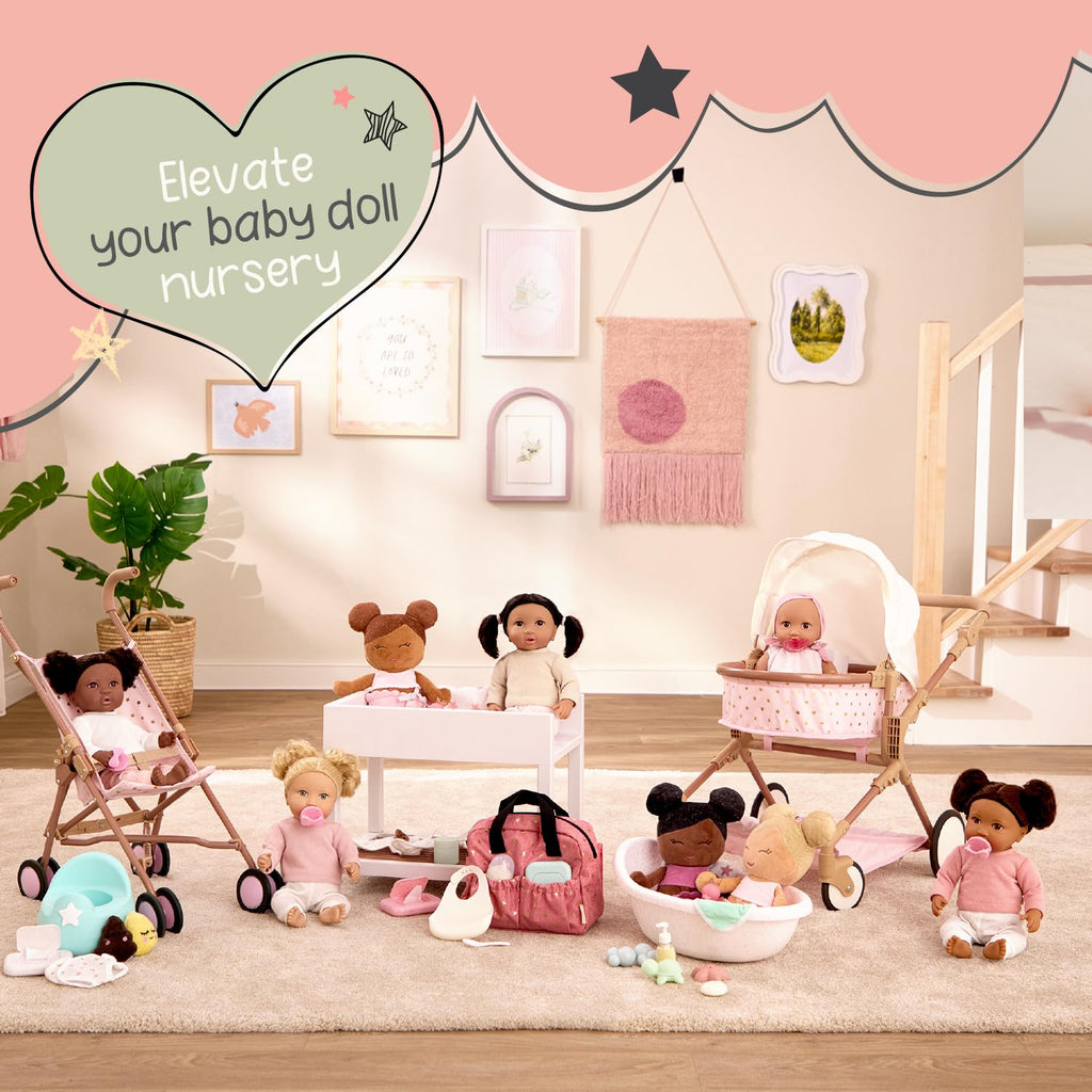 LullaBaby 9-Piece Changing Set – Baby Doll Accessories for Nurturing Pretend Play, Ages 2+