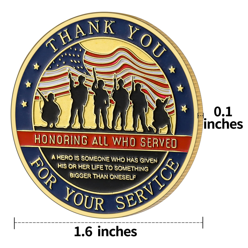LuluCircle Challenge Coin – Thank You for Your Service – Veteran Commemorative with Display Box