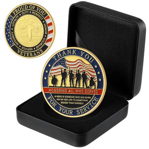 LuluCircle Challenge Coin – Thank You for Your Service – Veteran Commemorative with Display Box