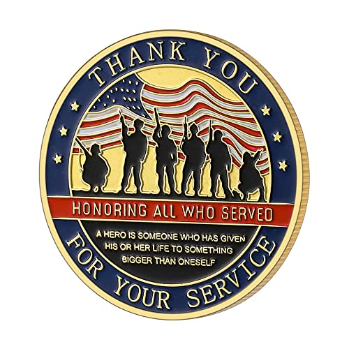 LuluCircle Challenge Coin – Thank You for Your Service – Veteran Commemorative with Display Box