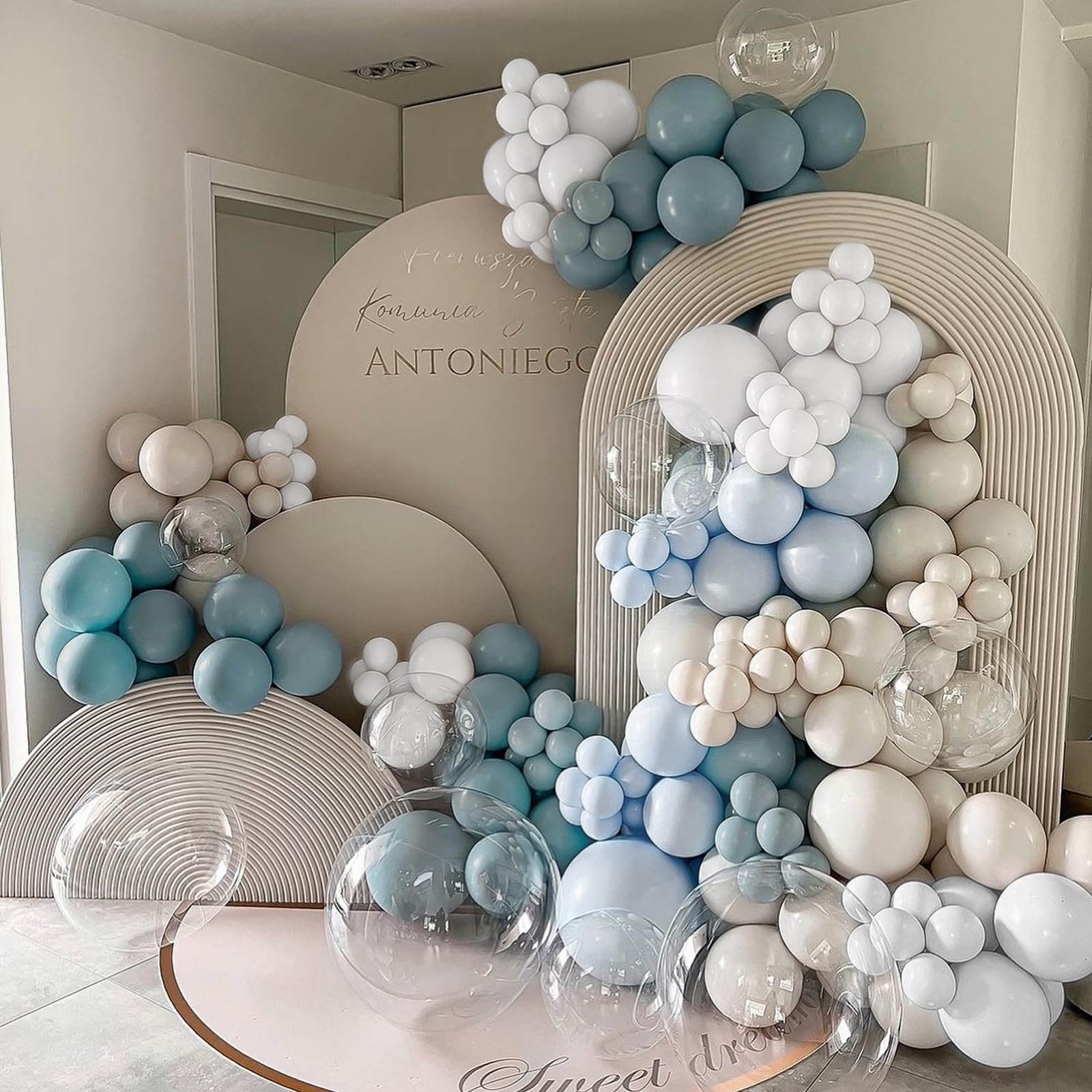 LULUMIKA 139-Piece Dusty Blue Balloon Garland Arch Kit for Baby Shower, Birthday, Wedding