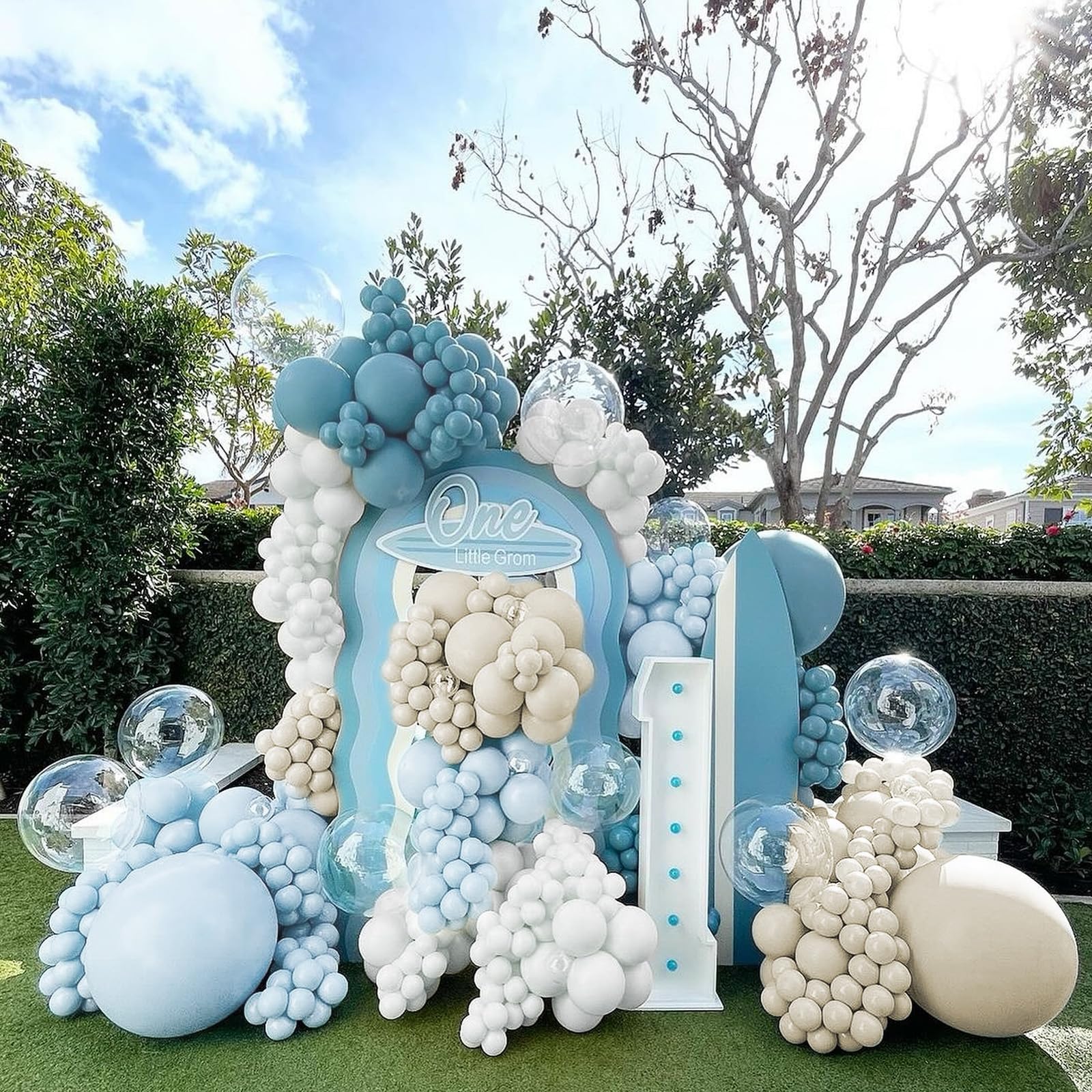 LULUMIKA 139-Piece Dusty Blue Balloon Garland Arch Kit for Baby Shower, Birthday, Wedding