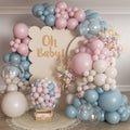 LULUMIKA 139-Piece Gender Reveal Balloon Arch Kit: Dusty Pink & Fog Blue Latex Balloons for Boho Wedding, Baby Shower, Birthday Decor