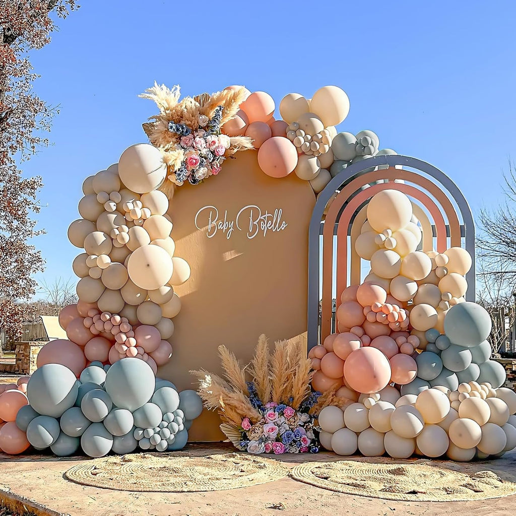 LULUMIKA 139-Piece Gender Reveal Balloon Arch Kit: Dusty Pink & Fog Blue Latex Balloons for Boho Wedding, Baby Shower, Birthday Decor