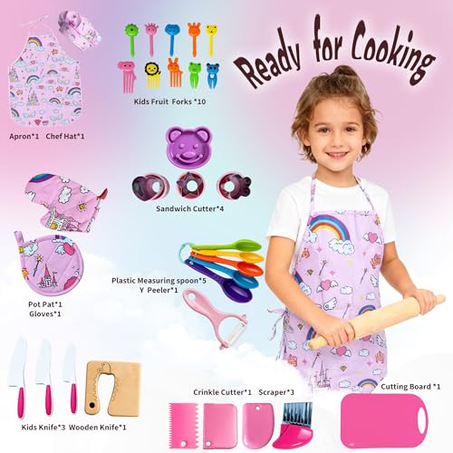 Lumiparty Kids Chef Set – Apron, Hat & Baking Tools for Pretend Play (Ages 3-12)