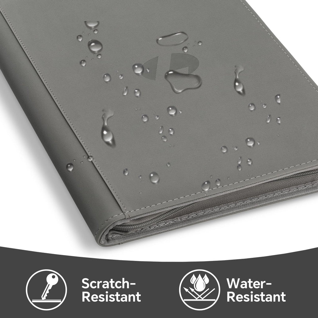 LUNNSHO Trading Card Binder, 540-Pocket Grey PU Album for MTG, TCG, Sports Cards