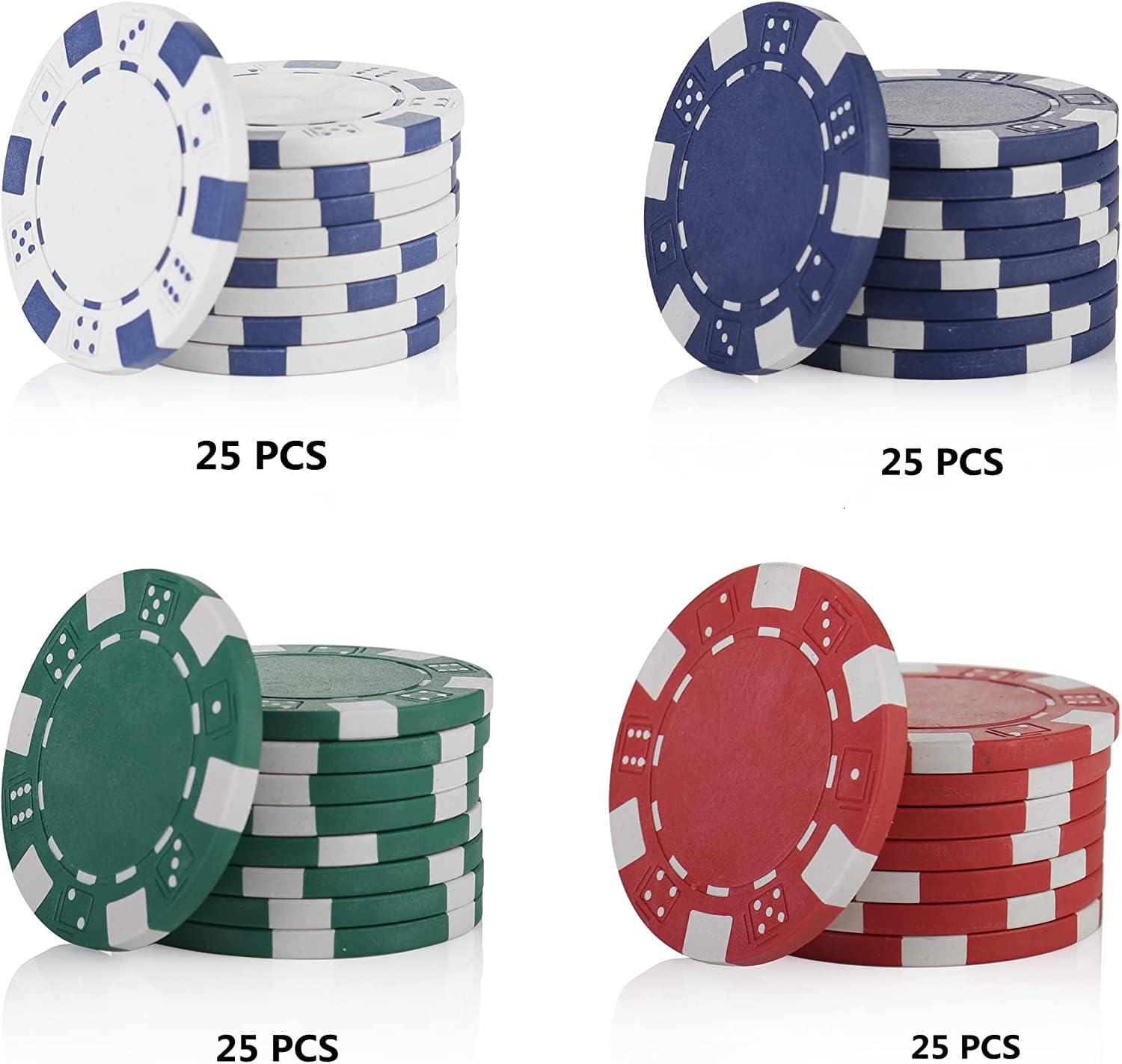 LUOBAO 11.5g Casino Poker Chips Set - 100pc for Texas Hold'em, Blackjack, Gambling