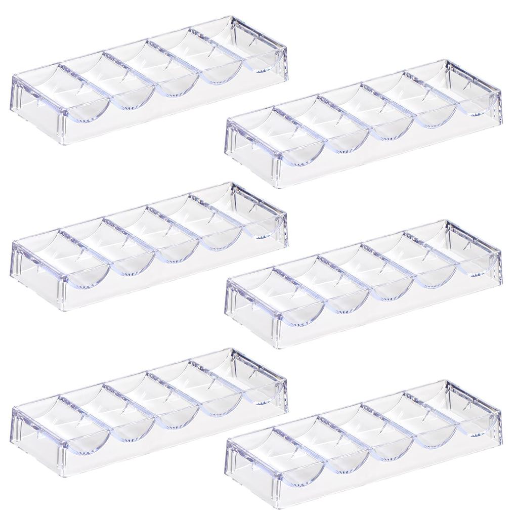 LUOBAO Acrylic Poker Chip Tray – Clear Organizer for 100 Standard Casino Chips, Ideal for Texas Hold'em, Blackjack, and Poker Nights