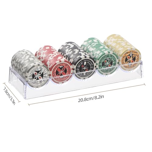 LUOBAO Acrylic Poker Chip Tray – Clear Organizer for 100 Standard Casino Chips, Ideal for Texas Hold'em, Blackjack, and Poker Nights