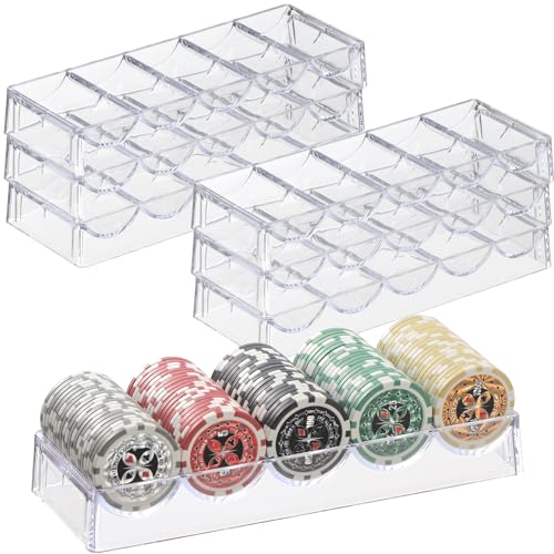 LUOBAO Acrylic Poker Chip Tray – Clear Organizer for 100 Standard Casino Chips, Ideal for Texas Hold'em, Blackjack, and Poker Nights