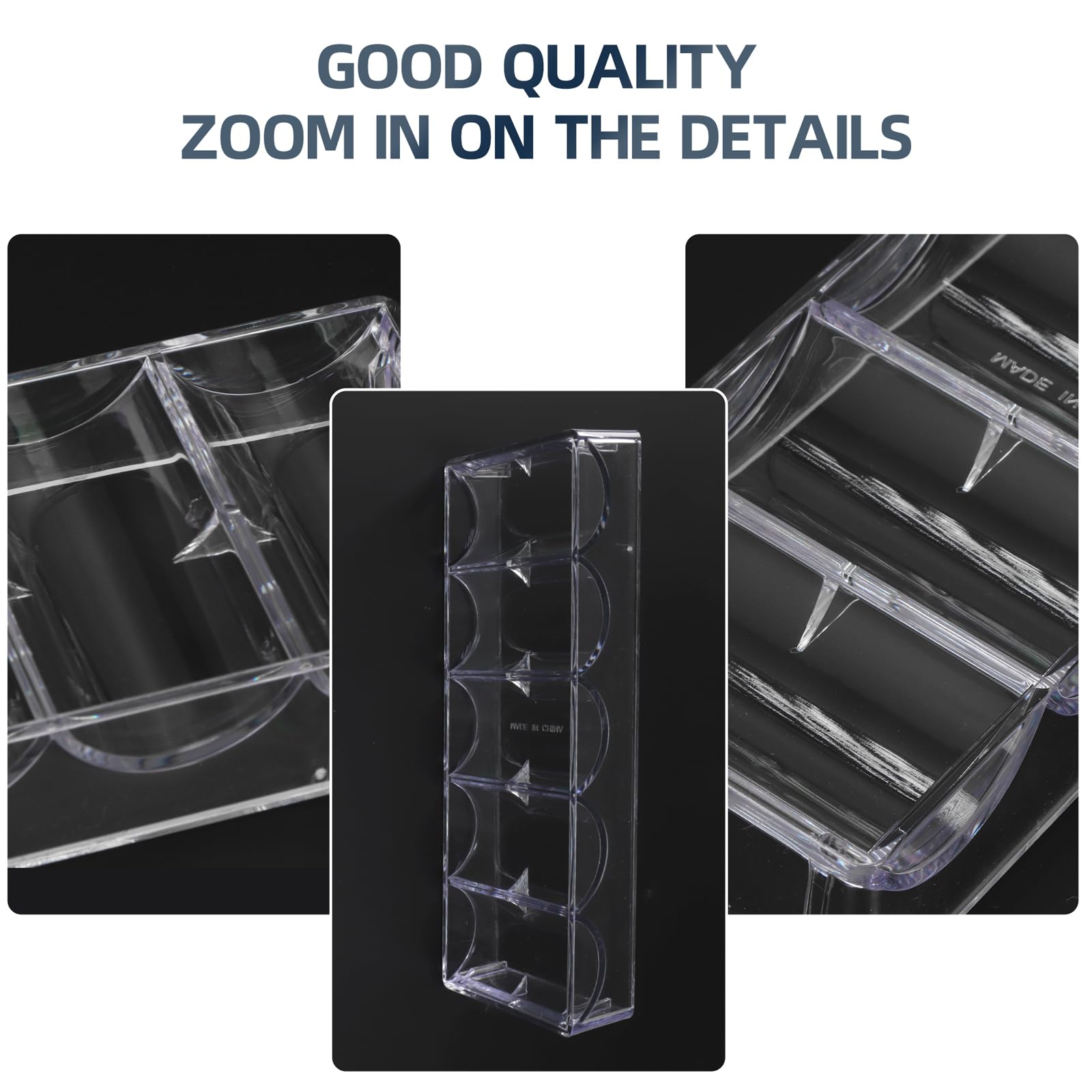 LUOBAO Acrylic Poker Chip Tray – Clear Organizer for 100 Standard Casino Chips, Ideal for Texas Hold'em, Blackjack, and Poker Nights