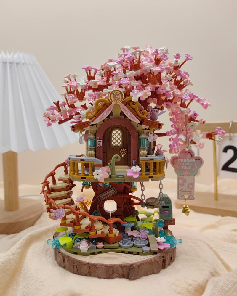 LUOGFYNI Mini Bricks Cherry Blossom Tree House Building Set – 1149 Pieces, Sakura Fairy House for Adults & Kids Age 12+