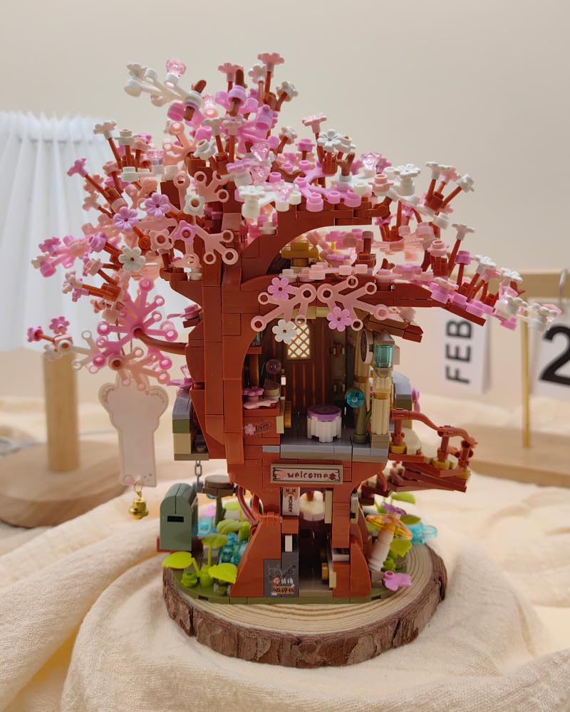 LUOGFYNI Mini Bricks Cherry Blossom Tree House Building Set – 1149 Pieces, Sakura Fairy House for Adults & Kids Age 12+