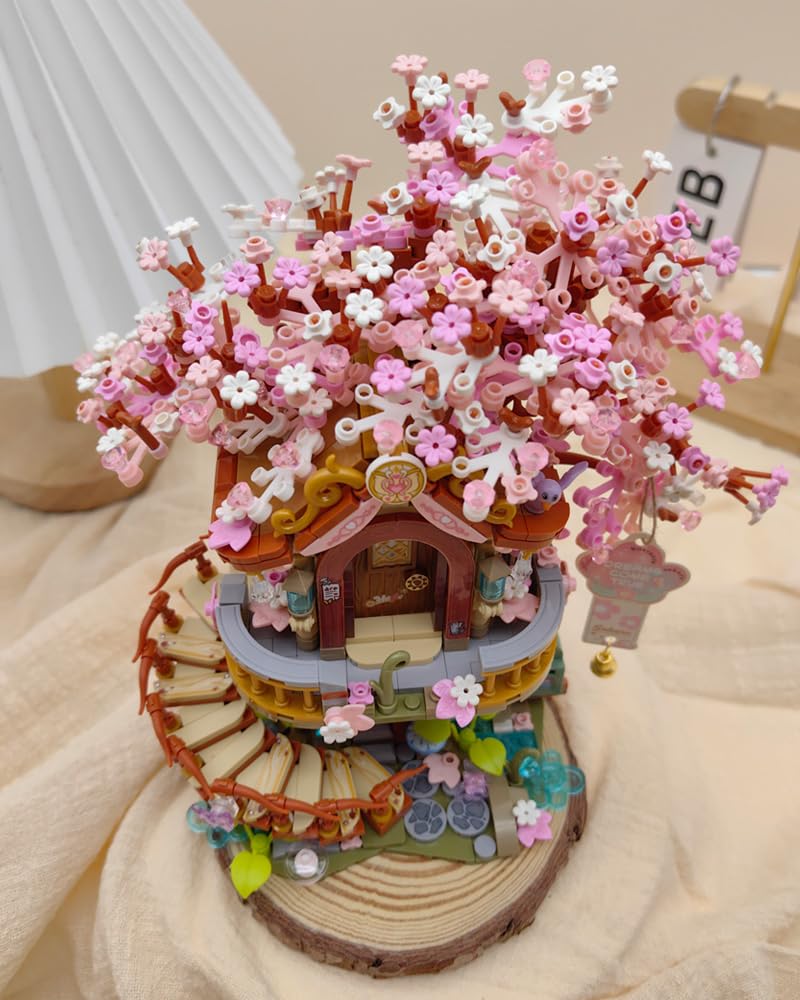 LUOGFYNI Mini Bricks Cherry Blossom Tree House Building Set – 1149 Pieces, Sakura Fairy House for Adults & Kids Age 12+