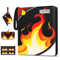 Luporia 4-Pocket Trading Card Binder – Holds 400 Cards, PU Leather, Removable Pages, Water-Resistant Zipper Closure (Fire)