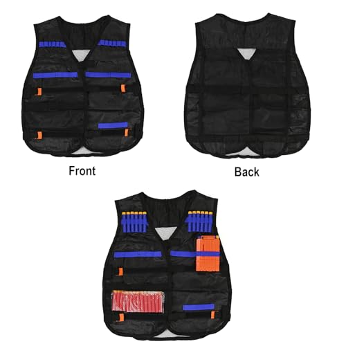 LUUFAN Kids Tactical Vest Kit for Nerf Guns – 40 Darts, Clips, Mask & Glasses