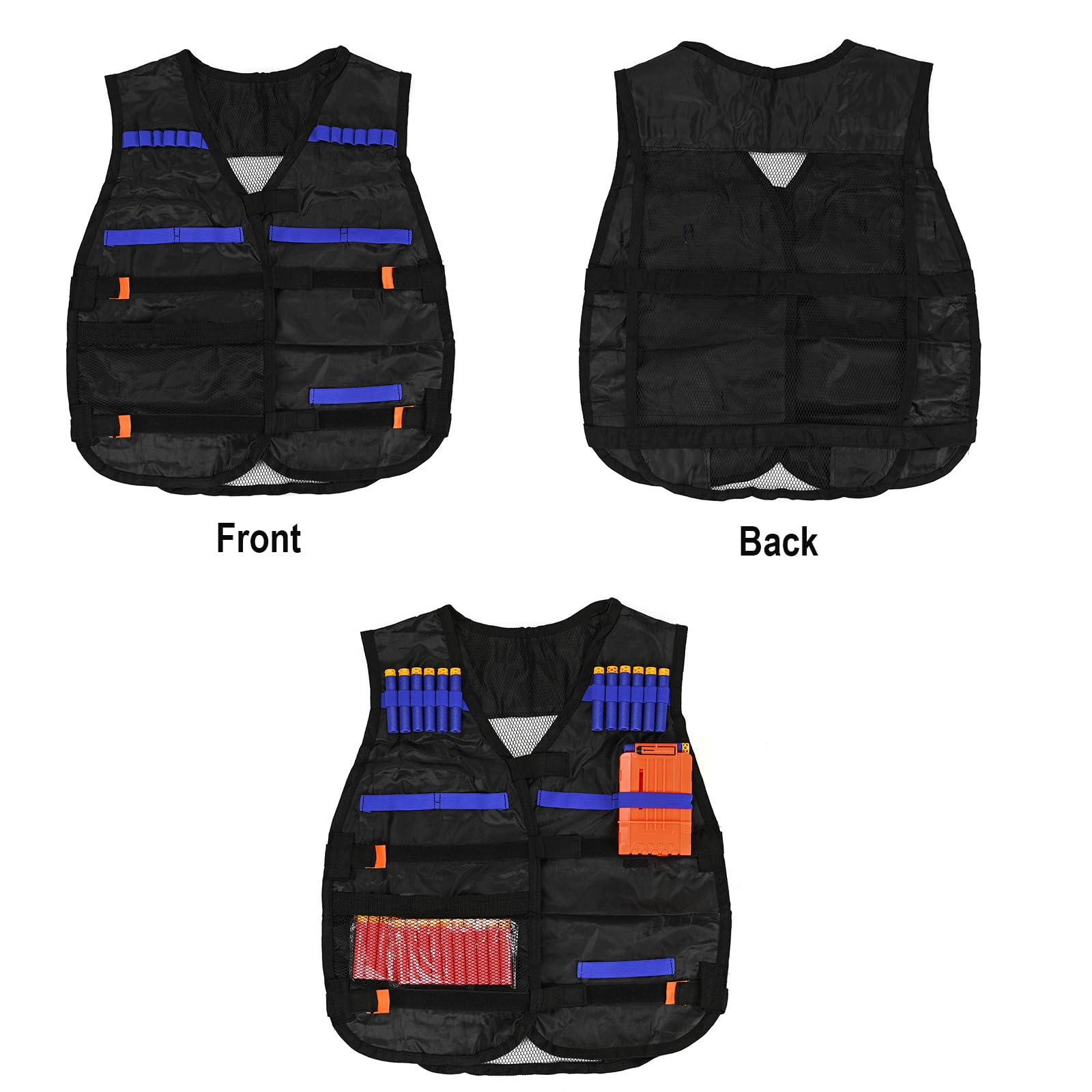 LUUFAN Kids Tactical Vest Kit for Nerf Guns – 40 Darts, Clips, Mask & Glasses