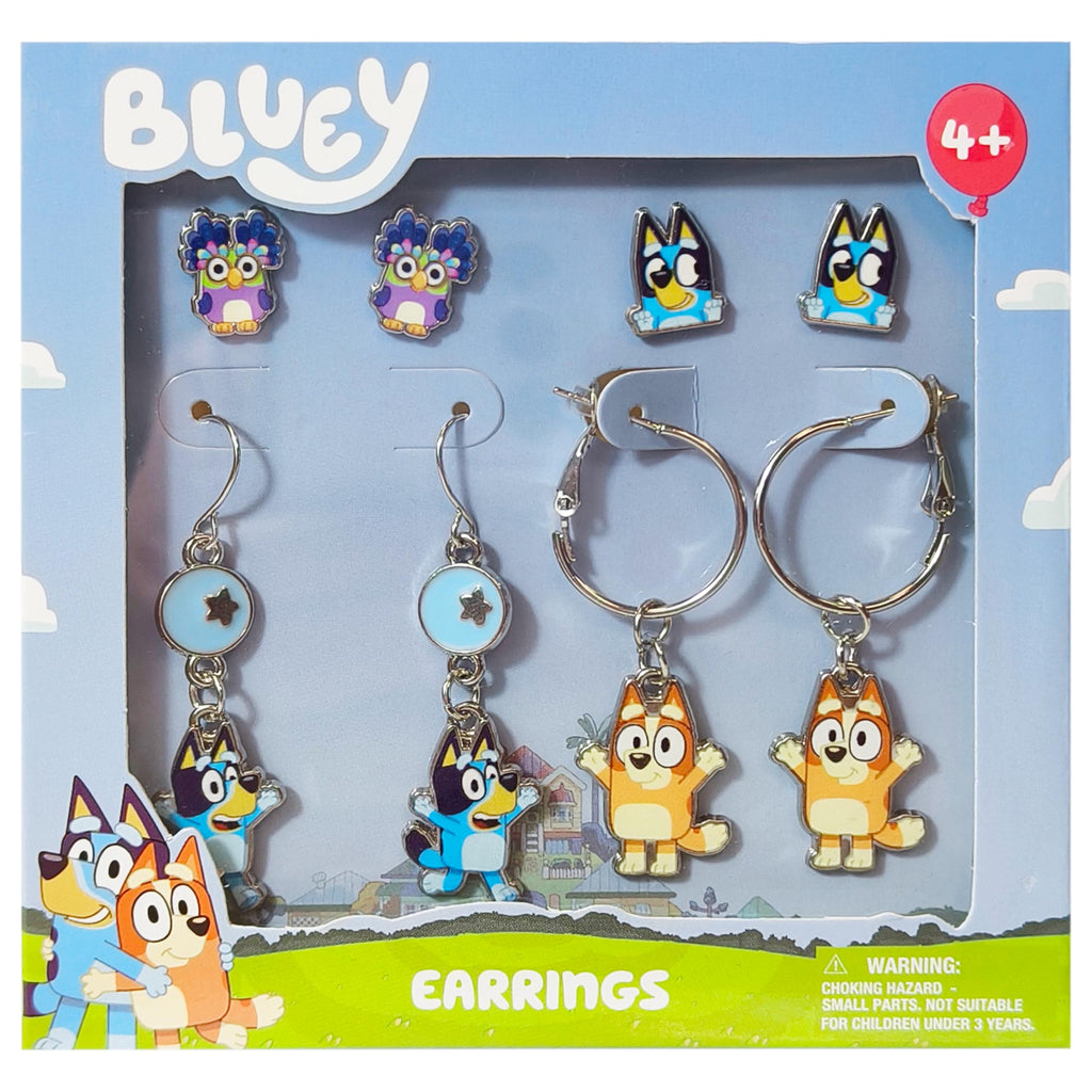 LUV HER Bluey Hypoallergenic Earrings for Girls Ages 4+ – Stud & Fishhook Styles, Safe for Sensitive Ears