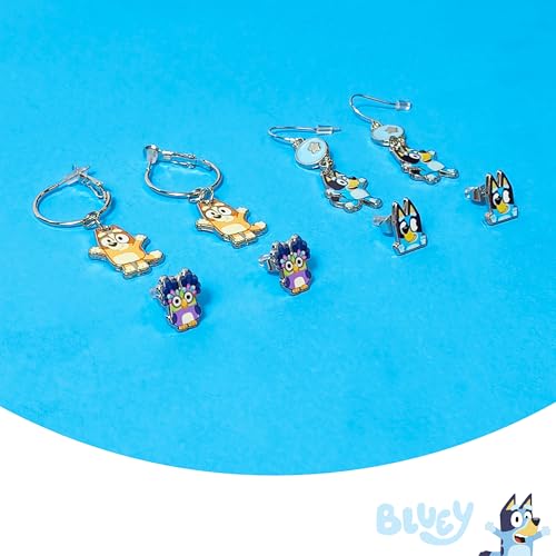 LUV HER Bluey Hypoallergenic Earrings for Girls Ages 4+ – Stud & Fishhook Styles, Safe for Sensitive Ears