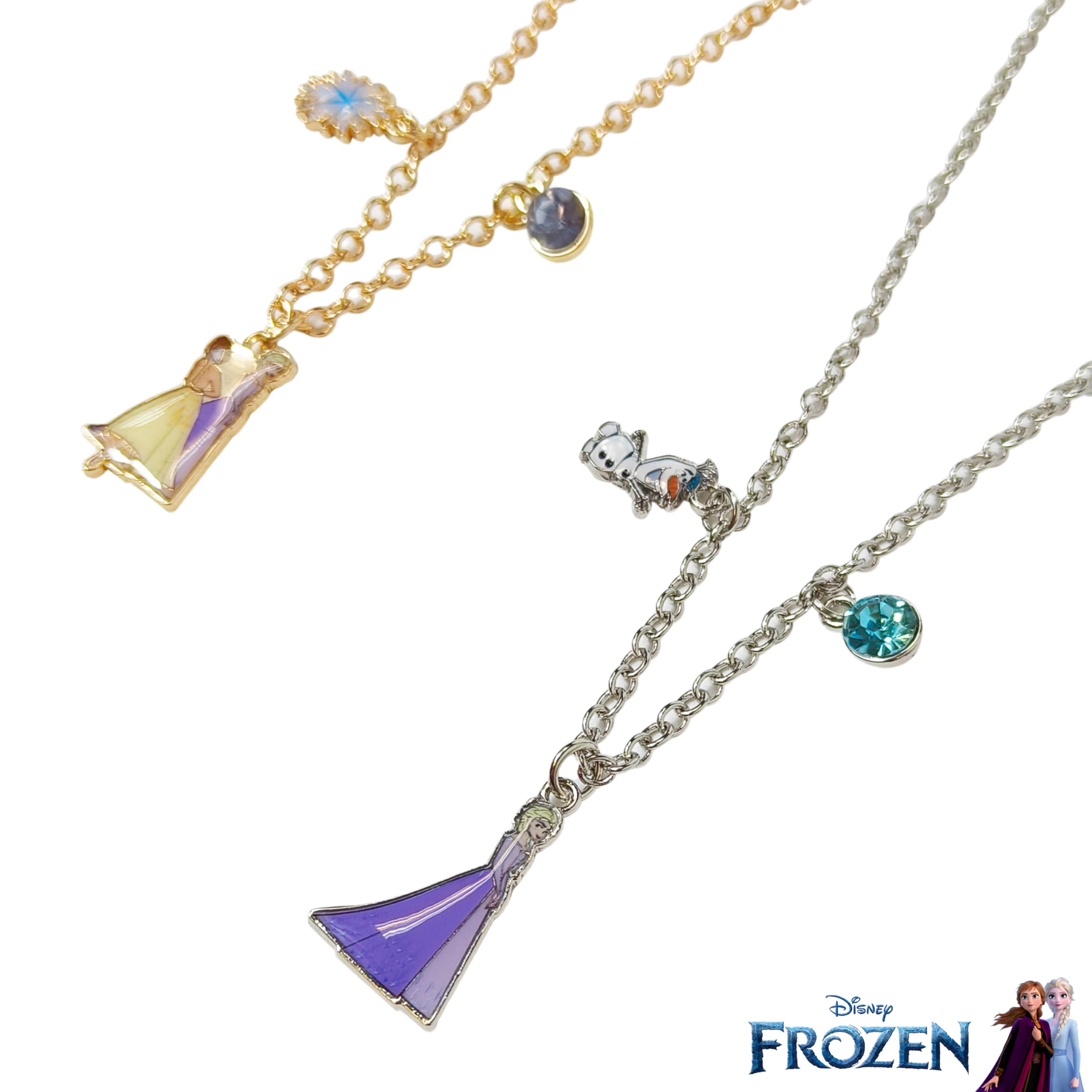 LUV HER Disney BFF Necklace Set – Frozen Anna & Elsa Friendship Gifts for Girls Ages 3+