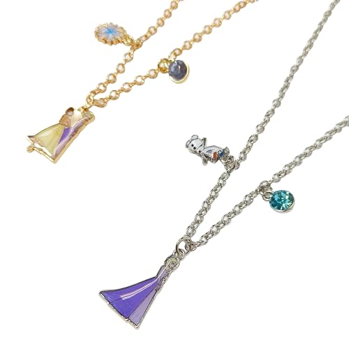 LUV HER Disney BFF Necklace Set – Frozen Anna & Elsa Friendship Gifts for Girls Ages 3+