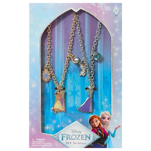 LUV HER Disney BFF Necklace Set – Frozen Anna & Elsa Friendship Gifts for Girls Ages 3+