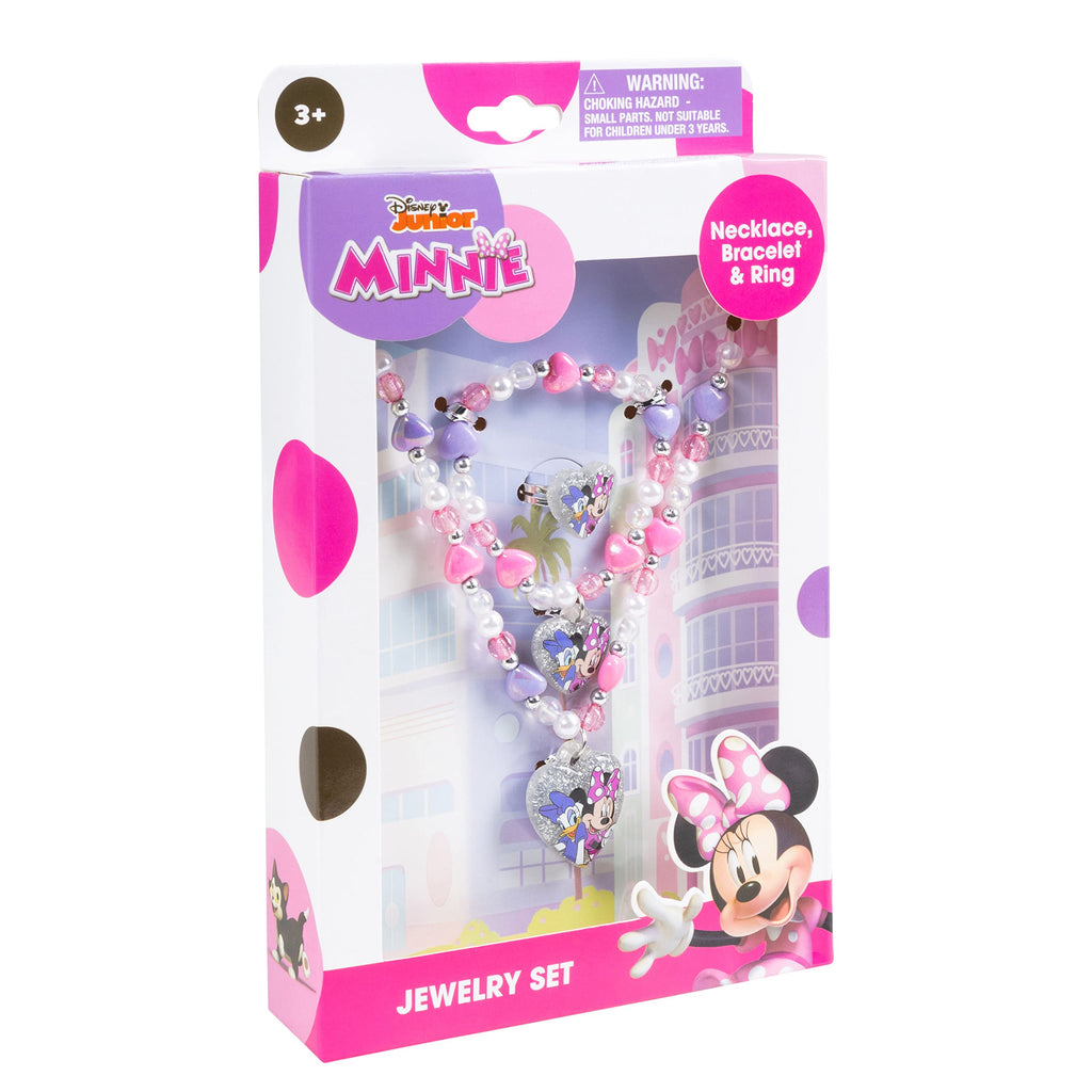 LUV HER Disney Minnie Girls Jewelry Set – Dress-Up Toy with Bead Necklace, Bracelet, and Ring