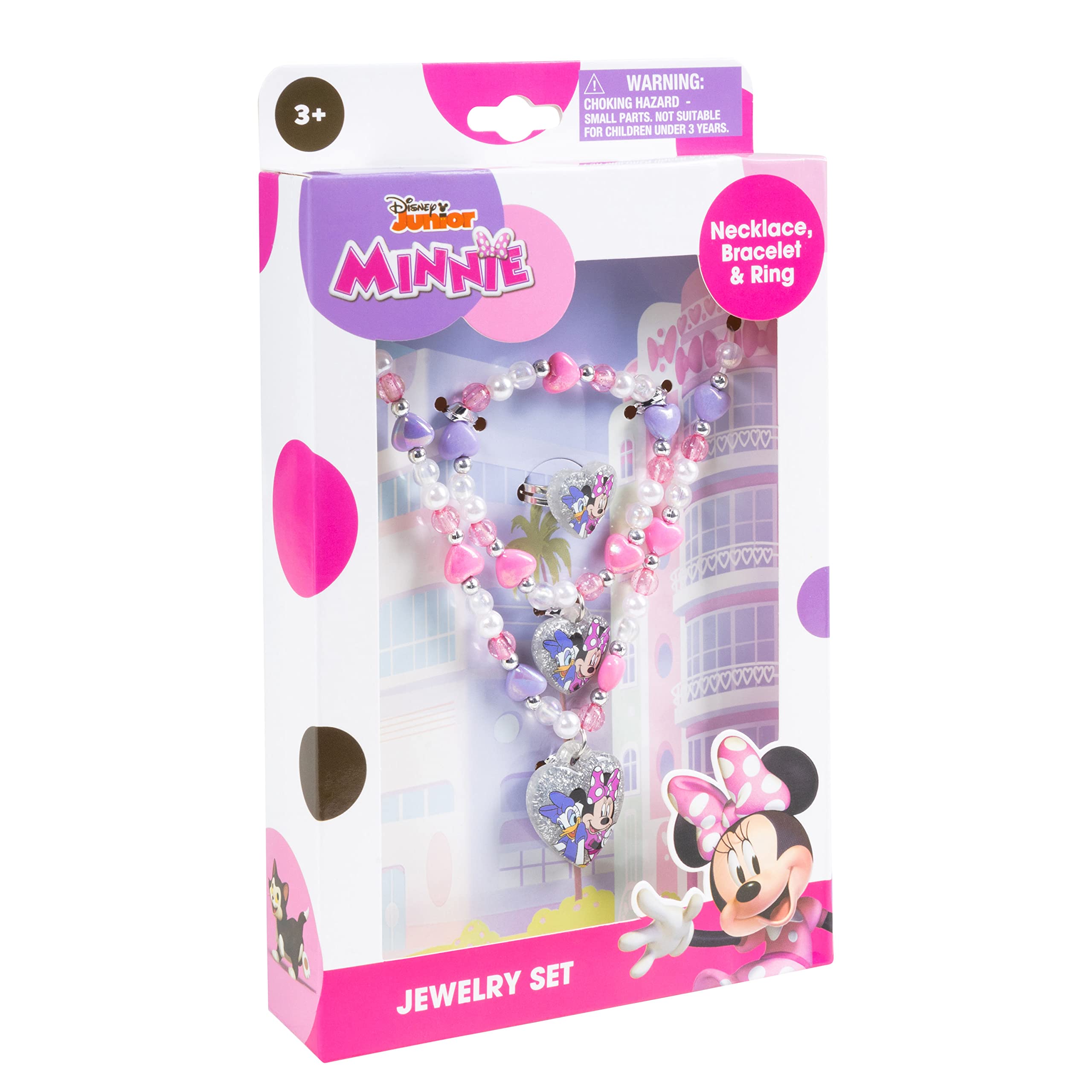 LUV HER Disney Minnie Girls Jewelry Set – Dress-Up Toy with Bead Necklace, Bracelet, and Ring