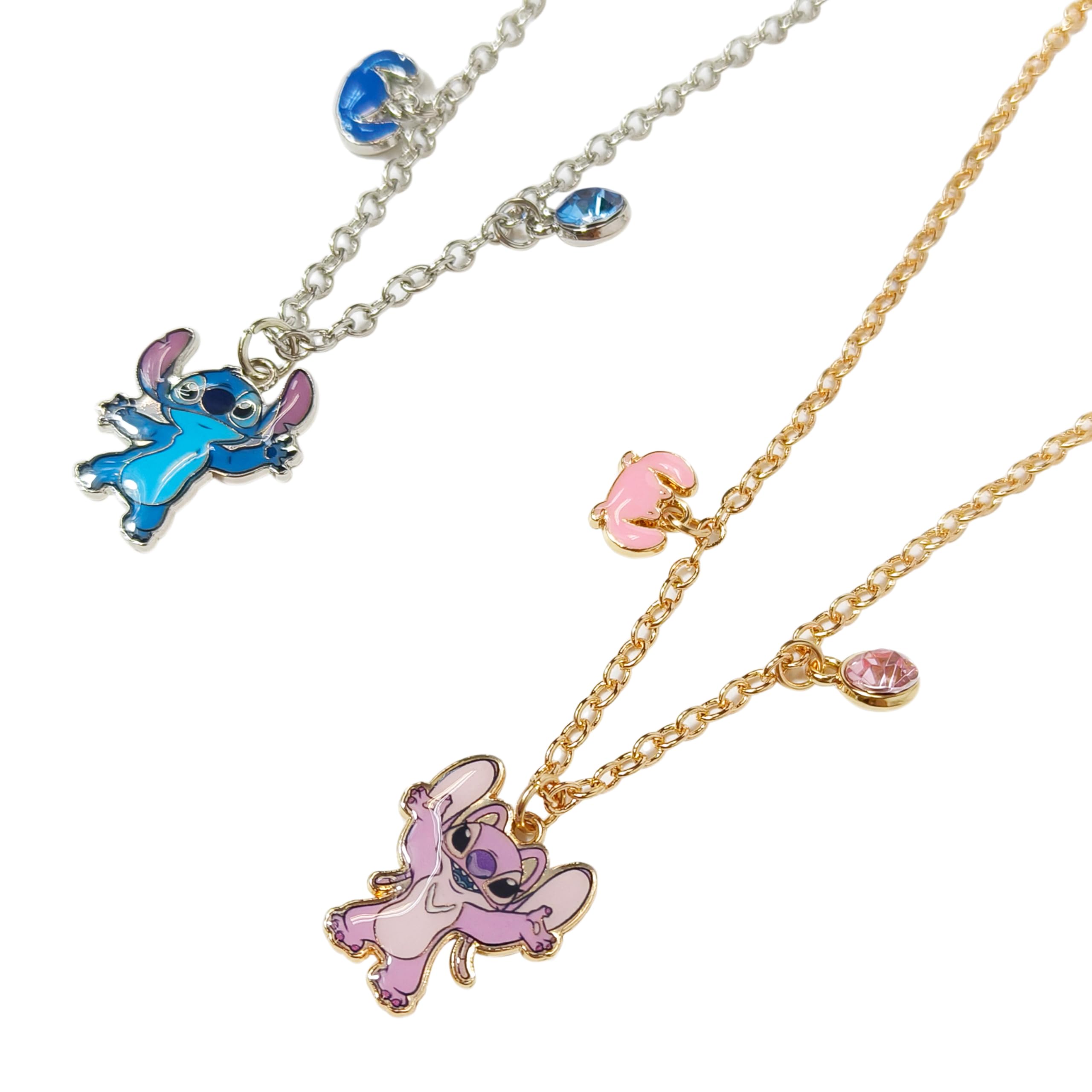 LUV HER Disney Stitch BFF Necklace Set – Adjustable Angel & Stitch Charms for Best Friends