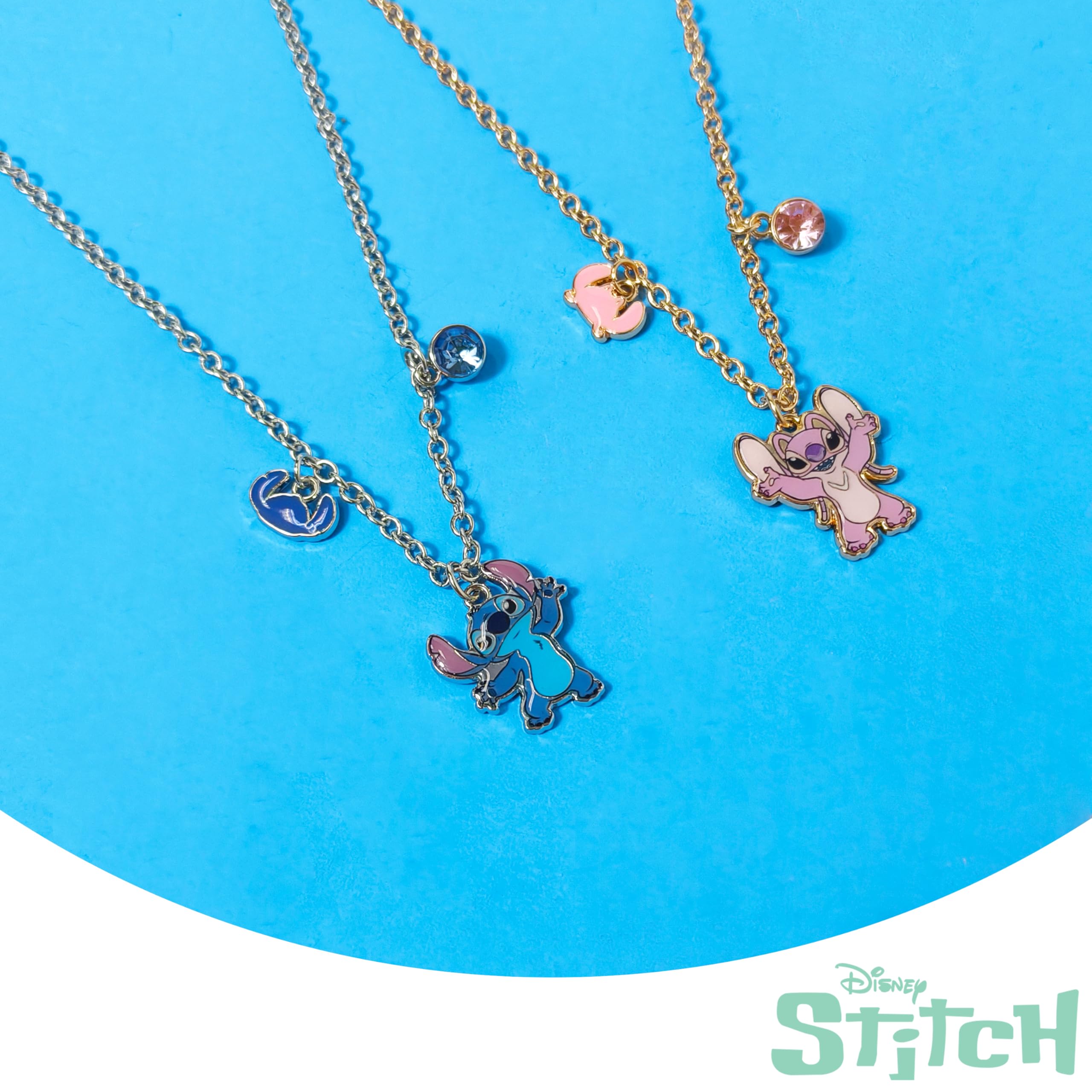 LUV HER Disney Stitch BFF Necklace Set – Adjustable Angel & Stitch Charms for Best Friends