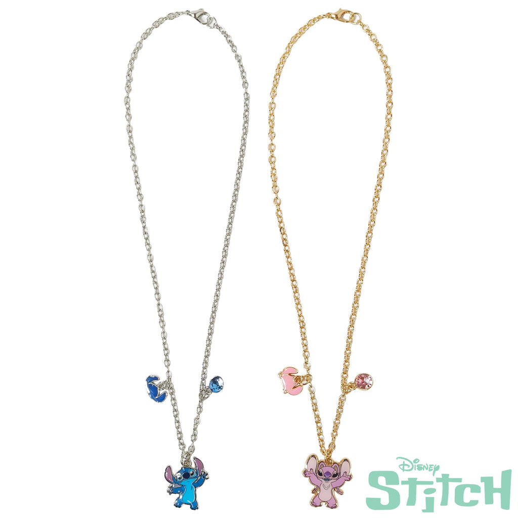 LUV HER Disney Stitch BFF Necklace Set – Adjustable Angel & Stitch Charms for Best Friends