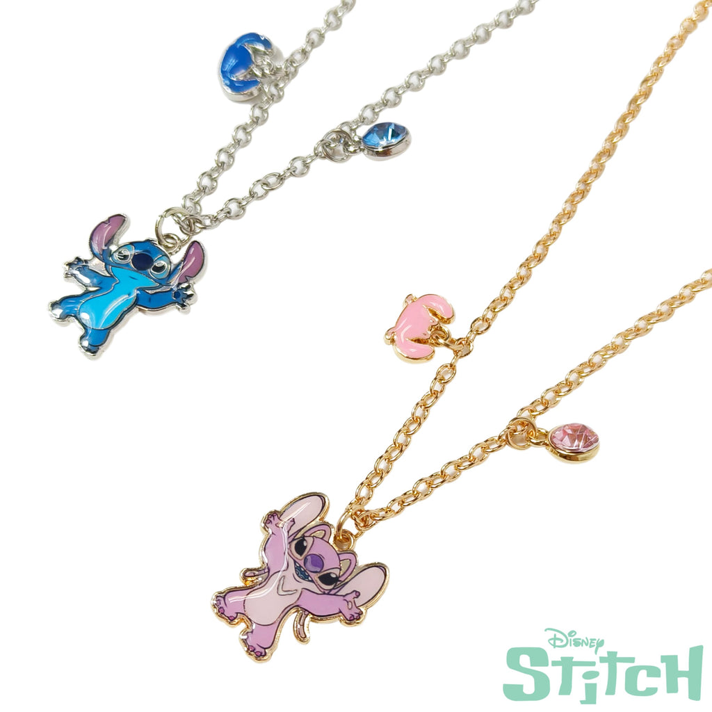 LUV HER Disney Stitch BFF Necklace Set – Adjustable Angel & Stitch Charms for Best Friends