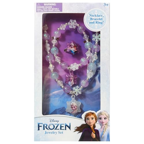 LUV HER Frozen Girls Jewelry Set – Bead Necklaces, Bracelets & Rings Dress-Up Toy (Ages 3+)