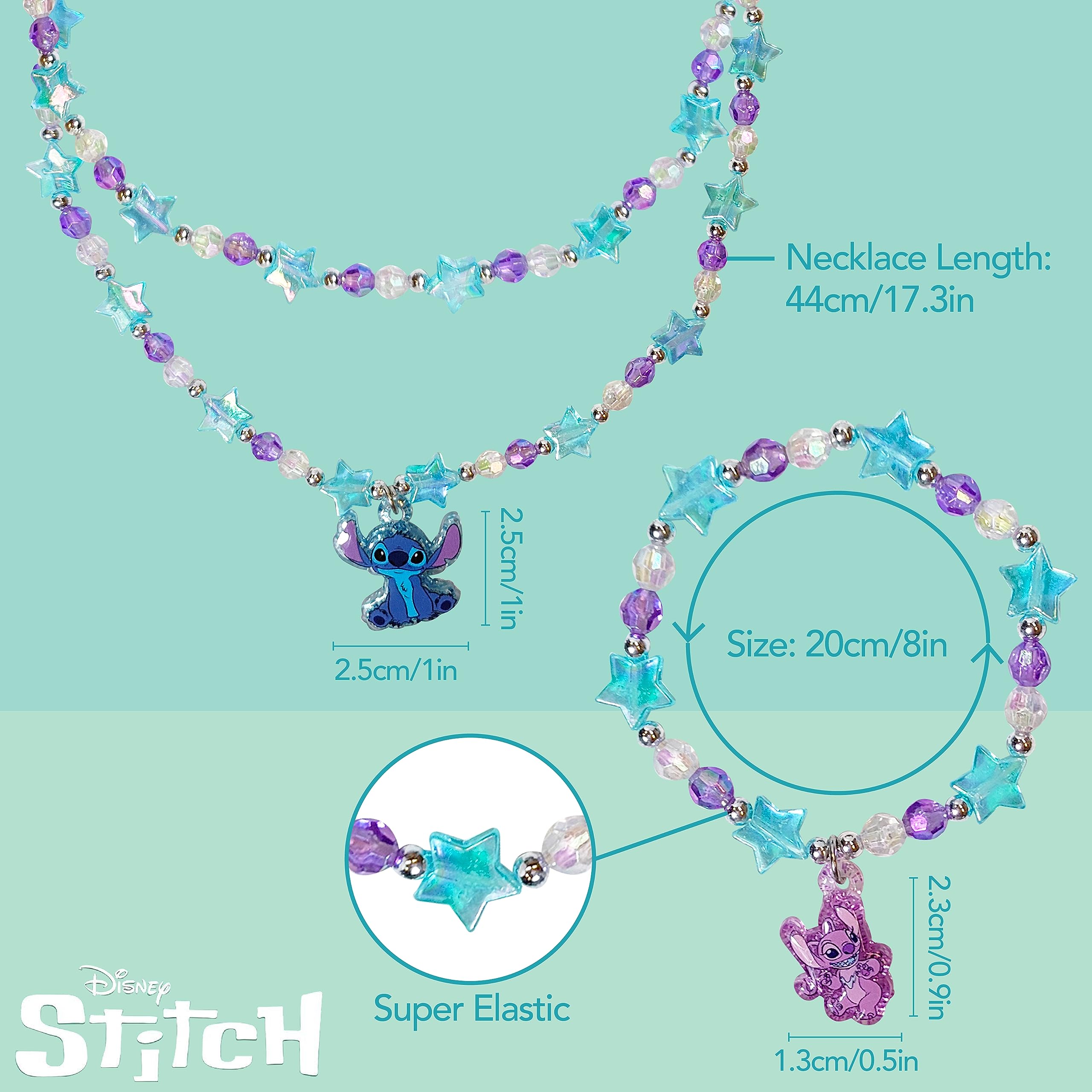 LUV HER Girls Jewelry Set – 3 Piece Princess Necklace, Bracelets & Ring for Toddlers Ages 3+
