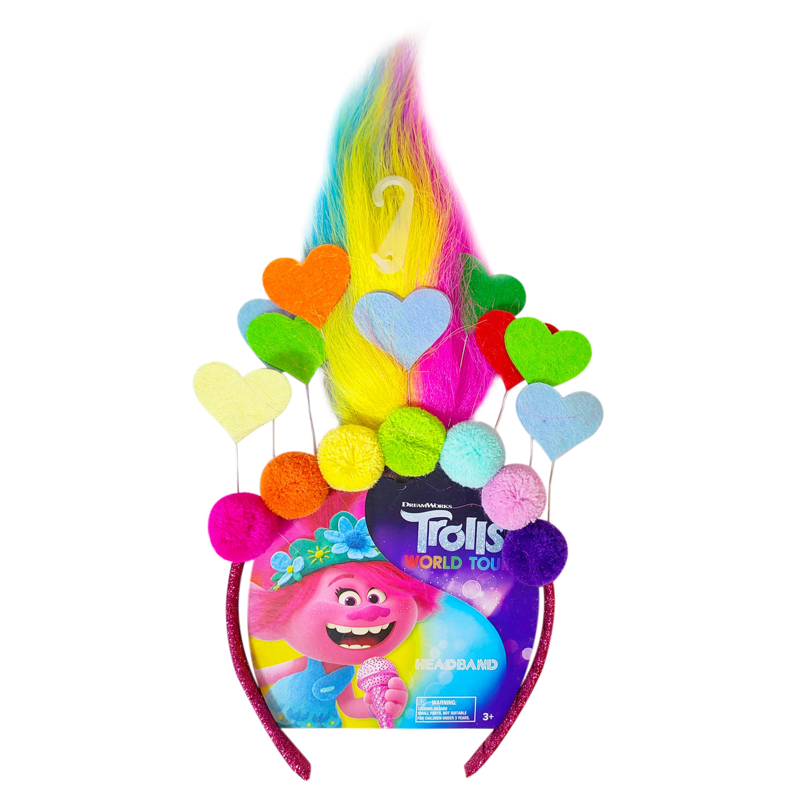 LUV HER Kids' Trolls World Tour Headband with Wig - Non-Toxic Costume Accessory for Girls