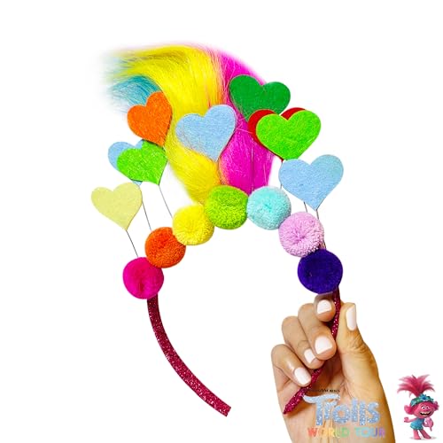 LUV HER Kids' Trolls World Tour Headband with Wig - Non-Toxic Costume Accessory for Girls