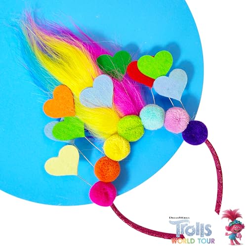 LUV HER Kids' Trolls World Tour Headband with Wig - Non-Toxic Costume Accessory for Girls