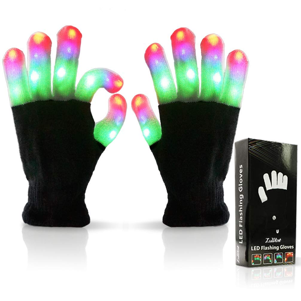 Luwint LED Light Up Gloves – Flashing Sensory Toys with 6 Modes, for Kids Teens Adults