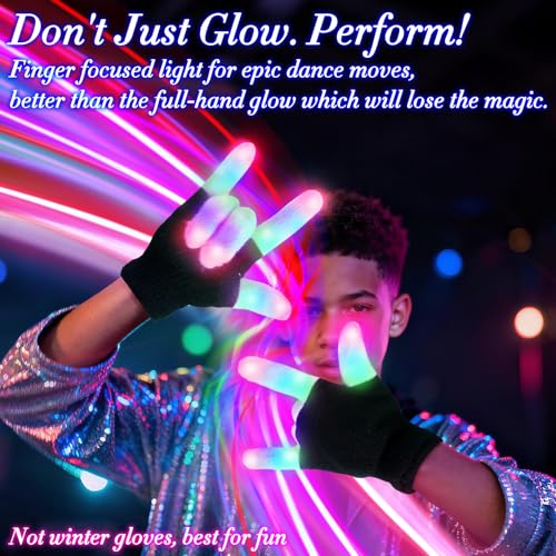Luwint LED Light Up Gloves – Flashing Sensory Toys with 6 Modes, for Kids Teens Adults
