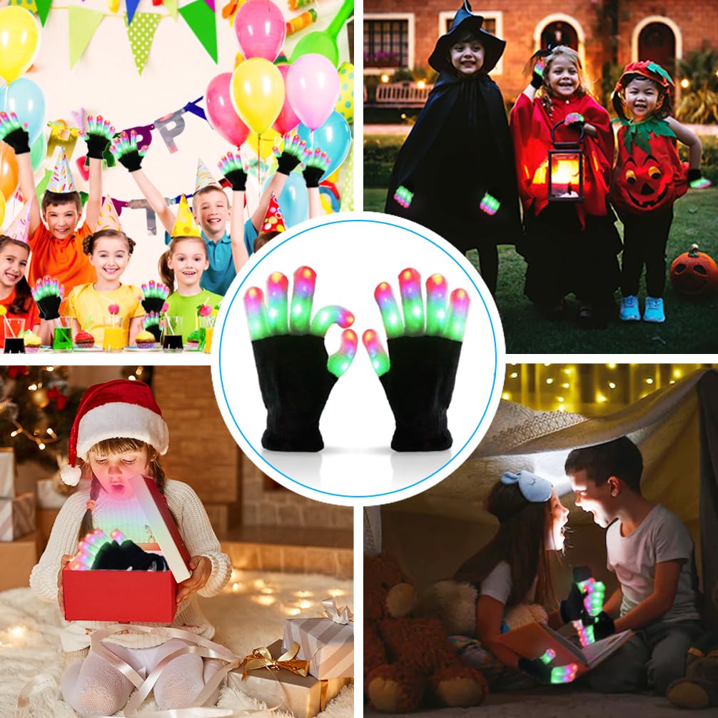 Luwint LED Light Up Gloves – Flashing Sensory Toys with 6 Modes, for Kids Teens Adults