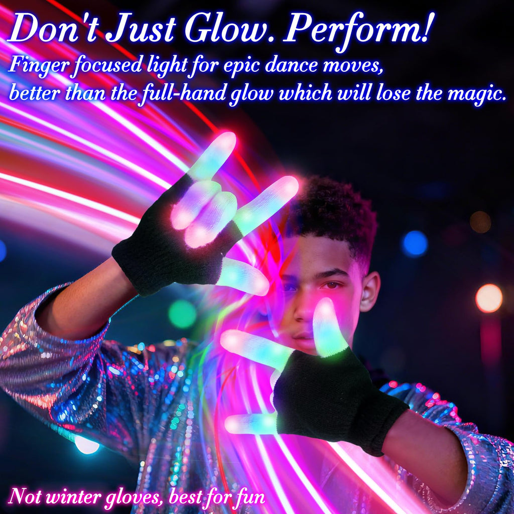Luwint LED Light Up Gloves – Flashing Sensory Toys with 6 Modes, for Kids Teens Adults