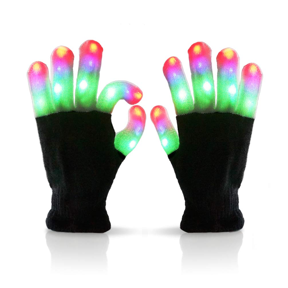Luwint LED Light Up Gloves – Flashing Sensory Toys with 6 Modes, for Kids Teens Adults